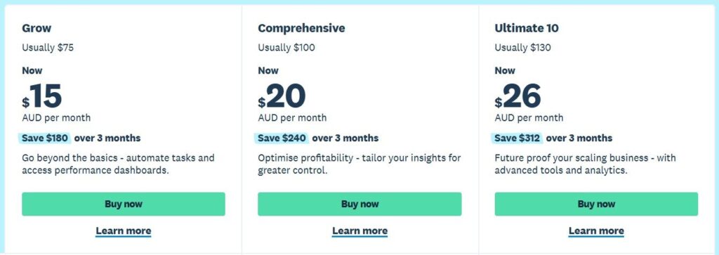 Xero pricing plans updated
